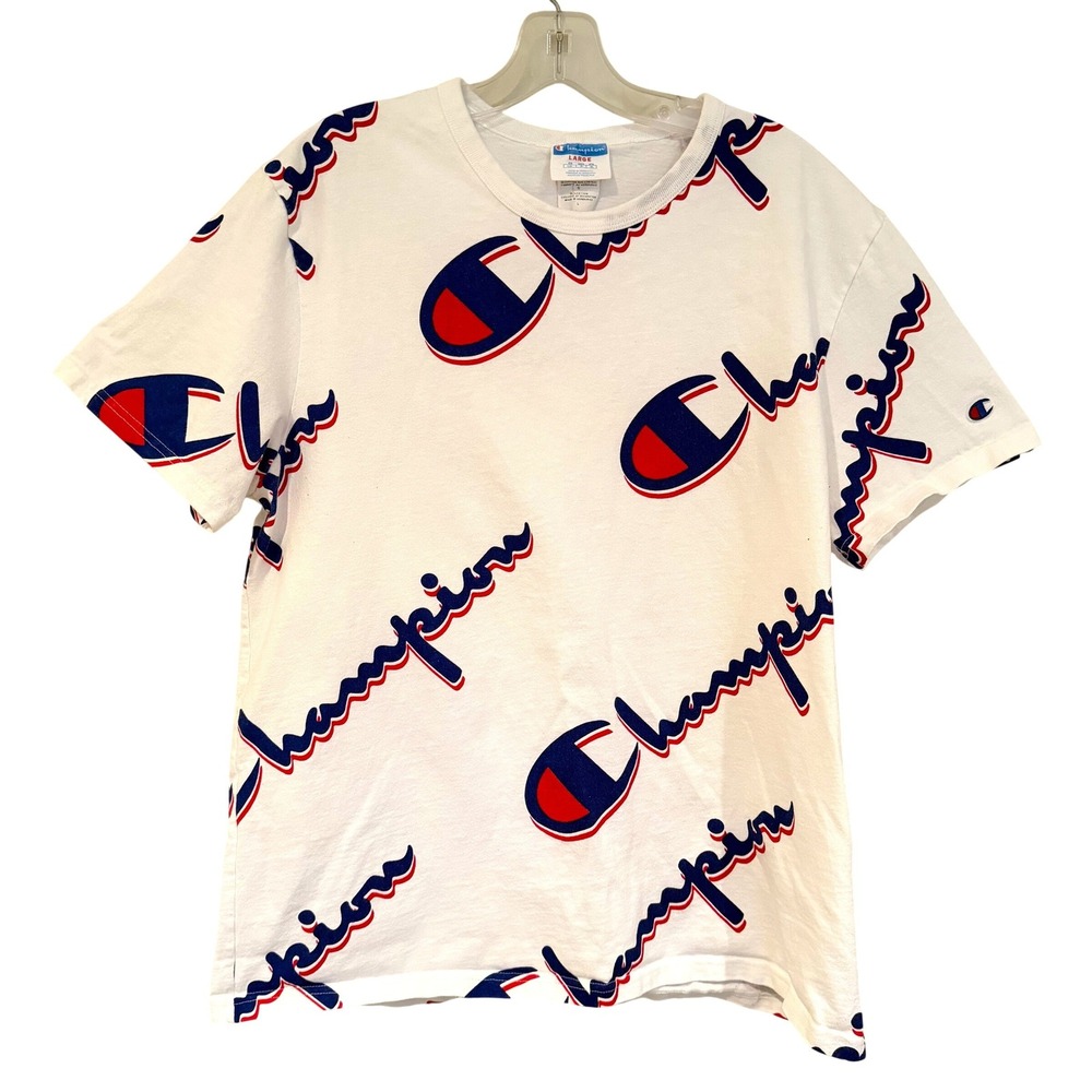 Champion Heritage Vintage Logo T-Shirt Mens L White Streetwear Grunge Skater Y2K